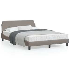 vidaXL Cadru de pat cu tăblie, gri taupe, 120x200 cm, textil imagine