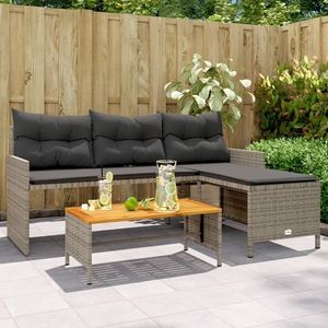 vidaXL Canapea de grădină cu masă/perne, formă de L, poliratan gri imagine