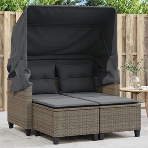vidaXL Canapea de grădină cu baldachin și scaune, gri, poliratan imagine