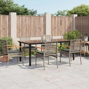 vidaXL Set mobilier de grădină cu perne, 7 piese, gri, poliratan imagine