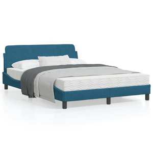 vidaXL Cadru de pat cu tăblie, albastru, 120x200 cm, catifea imagine