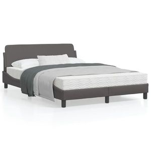vidaXL Cadru de pat cu tăblie, gri, 120x200 cm, piele ecologică imagine