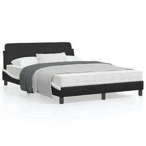 vidaXL Cadru de pat cu tăblie, negru/alb, 120x200 cm, piele ecologică imagine
