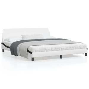 vidaXL Cadru de pat cu tăblie alb și negru 180x200cm piele artificială imagine