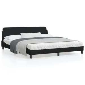 vidaXL Cadru de pat cu tăblie, negru, 180x200 cm, textil imagine