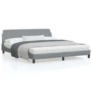 vidaXL Cadru de pat cu tăblie, gri deschis, 180x200 cm, textil imagine
