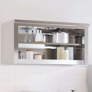 vidaXL Dulap bucătărie de perete cu raft, oțel inoxidabil imagine