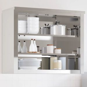 vidaXL Dulap bucătărie de perete cu rafturi, oțel inoxidabil imagine