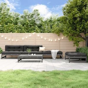 vidaXL Set mobilier relaxare de grădină 5 piese gri lemn masiv de pin imagine