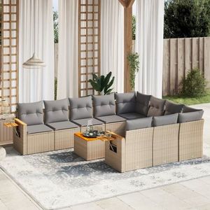 vidaXL Set canapele de grădină cu perne, 11 piese, bej, poliratan imagine