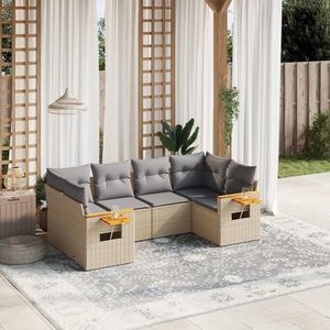 vidaXL Set canapele de grădină cu perne, 6 piese, bej, poliratan imagine