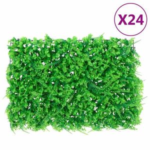 vidaXL Gard din frunze de ferigă artificiale, 24 buc, verde, 40x60 cm imagine