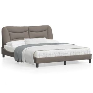 vidaXL Cadru de pat cu tăblie, gri taupe, 160x200 cm, textil imagine