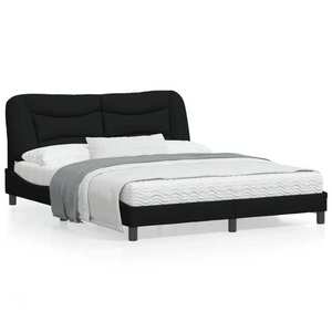 vidaXL Cadru de pat cu tăblie, negru, 160x200 cm, textil imagine
