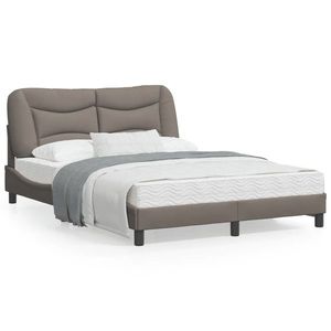 vidaXL Cadru de pat cu tăblie, gri taupe, 140x200 cm, textil imagine