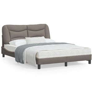 vidaXL Cadru de pat cu tăblie, gri taupe, 120x200 cm, textil imagine