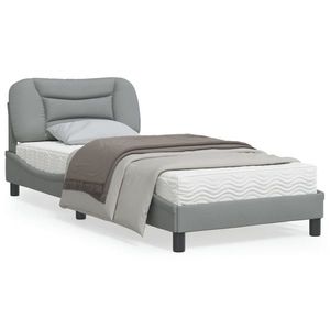 vidaXL Cadru de pat cu tăblie, gri deschis, 90x190 cm, textil imagine