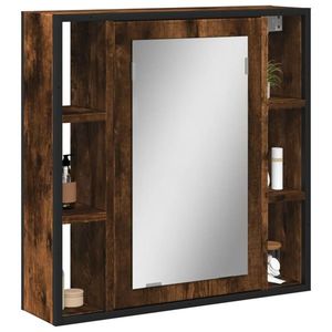 vidaXL Dulap baie cu oglindă stejar fumuriu 60x16x60 cm lemn compozit imagine