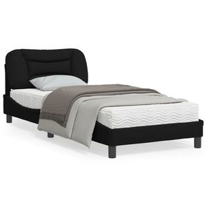 vidaXL Cadru de pat cu tăblie, negru, 80x200 cm, textil imagine