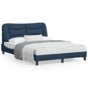 vidaXL Cadru de pat cu tăblie, albastru, 120x200 cm, textil imagine