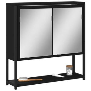 vidaXL Dulap baie cu oglindă negru 60x16x60 cm lemn compozit imagine