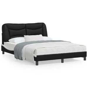 vidaXL Cadru de pat cu tăblie, negru/alb, 120x200 cm, piele ecologică imagine