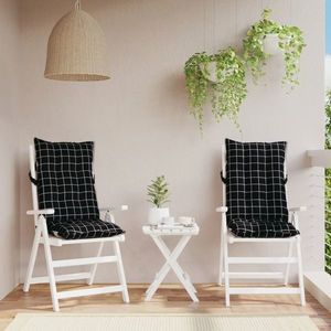 vidaXL Perne scaun cu spătar înalt, 2 buc. negru carouri textil oxford imagine