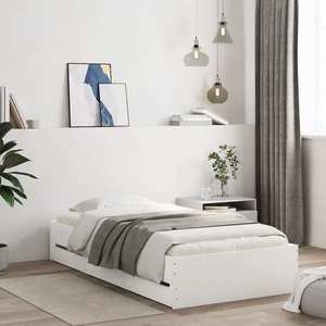 vidaXL Cadru de pat cu sertare, alb, 90x200 cm, lemn prelucrat imagine