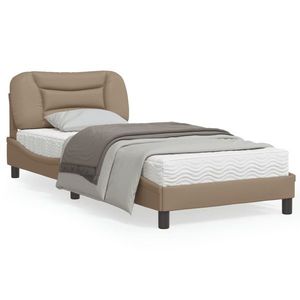 vidaXL Cadru de pat, cappuccino, 90x190 cm, piele ecologică imagine
