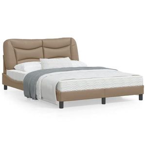 vidaXL Cadru de pat cu tăblie, cappuccino, 120x200 cm, piele ecologică imagine