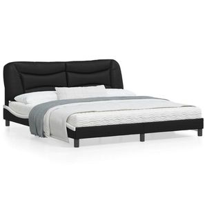 vidaXL Cadru de pat cu tăblie negru și alb 180x200cm piele artificială imagine