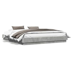 vidaXL Cadru de pat cu lumini LED, gri beton, 200x200 cm imagine