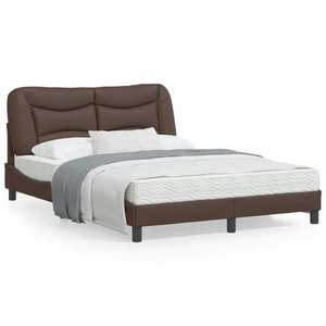 vidaXL Cadru de pat cu tăblie, maro, 140x190 cm, piele ecologică imagine