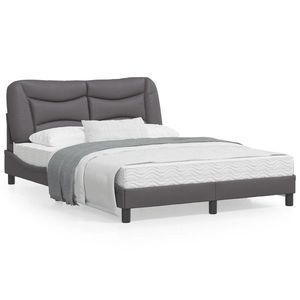 vidaXL Cadru de pat cu tăblie, gri, 140x200 cm, piele ecologică imagine