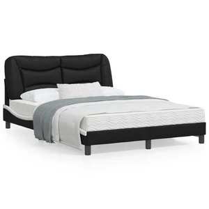 vidaXL Cadru de pat cu tăblie, negru/alb, 140x200 cm, piele ecologică imagine