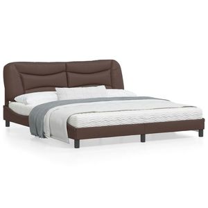 vidaXL Cadru de pat cu tăblie, maro, 180x200 cm, piele ecologică imagine