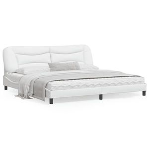 vidaXL Cadru de pat cu tăblie, alb, 200x200 cm, piele ecologică imagine