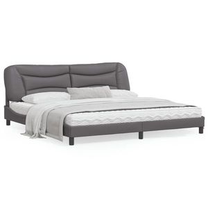 vidaXL Cadru de pat cu tăblie, gri, 200x200 cm, piele ecologică imagine