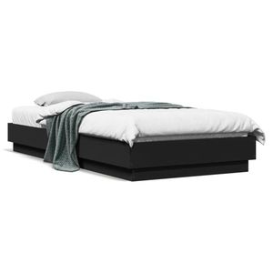 vidaXL Cadru de pat cu lumini LED, negru, 90x200 cm imagine