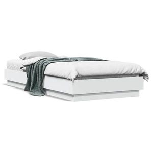 vidaXL Cadru de pat cu lumini LED, alb, 100x200 cm imagine
