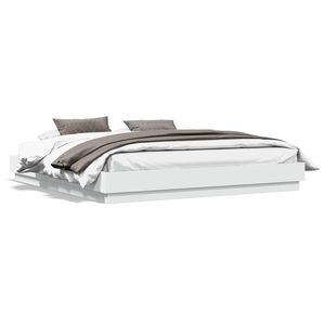 vidaXL Cadru de pat cu lumini LED, alb, 180x200 cm imagine