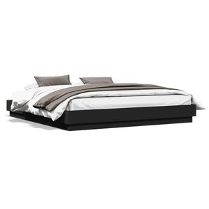 vidaXL Cadru de pat cu lumini LED, negru, 200x200 cm imagine