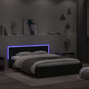 vidaXL Cadru de pat cu tăblie și LED, negru, 160x200 cm imagine