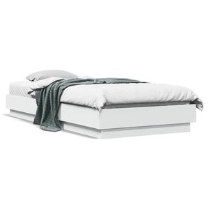 vidaXL Cadru de pat cu lumini LED, alb, 90x200 cm imagine