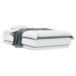 vidaXL Cadru de pat cu lumini LED, alb, 90x190 cm imagine