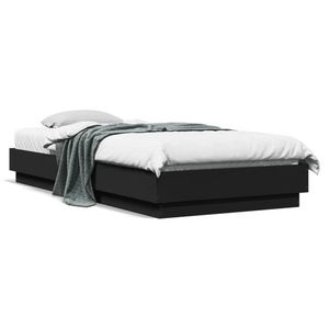 vidaXL Cadru de pat cu lumini LED, negru, 100x200 cm imagine