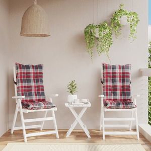 vidaXL Perne scaun cu spătar înalt, 2 buc., roșu carouri textil oxford imagine