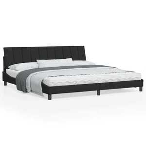 vidaXL Cadru de pat cu tăblie, negru, 200x200 cm, catifea imagine