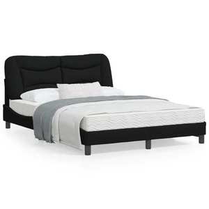 vidaXL Cadru de pat cu tăblie, negru, 140x190 cm, textil imagine