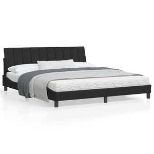 vidaXL Cadru de pat cu tăblie, negru, 180x200 cm, catifea imagine